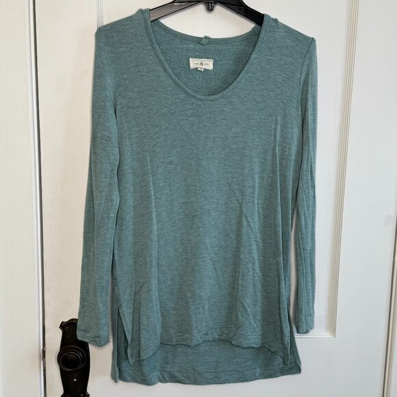 Lou & Grey | Light Teal Buttery Soft Scoop Neck Long Sleeve Tunic Shirt Top - Picture 2 of 6